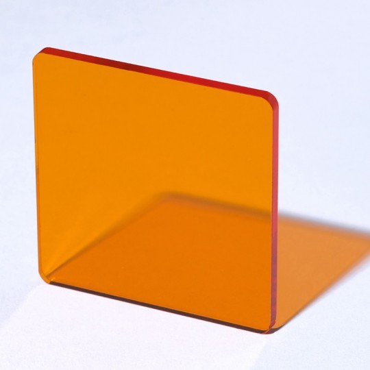 Plaque plexiglass transparent orange brillant sur mesure coulé 3mm